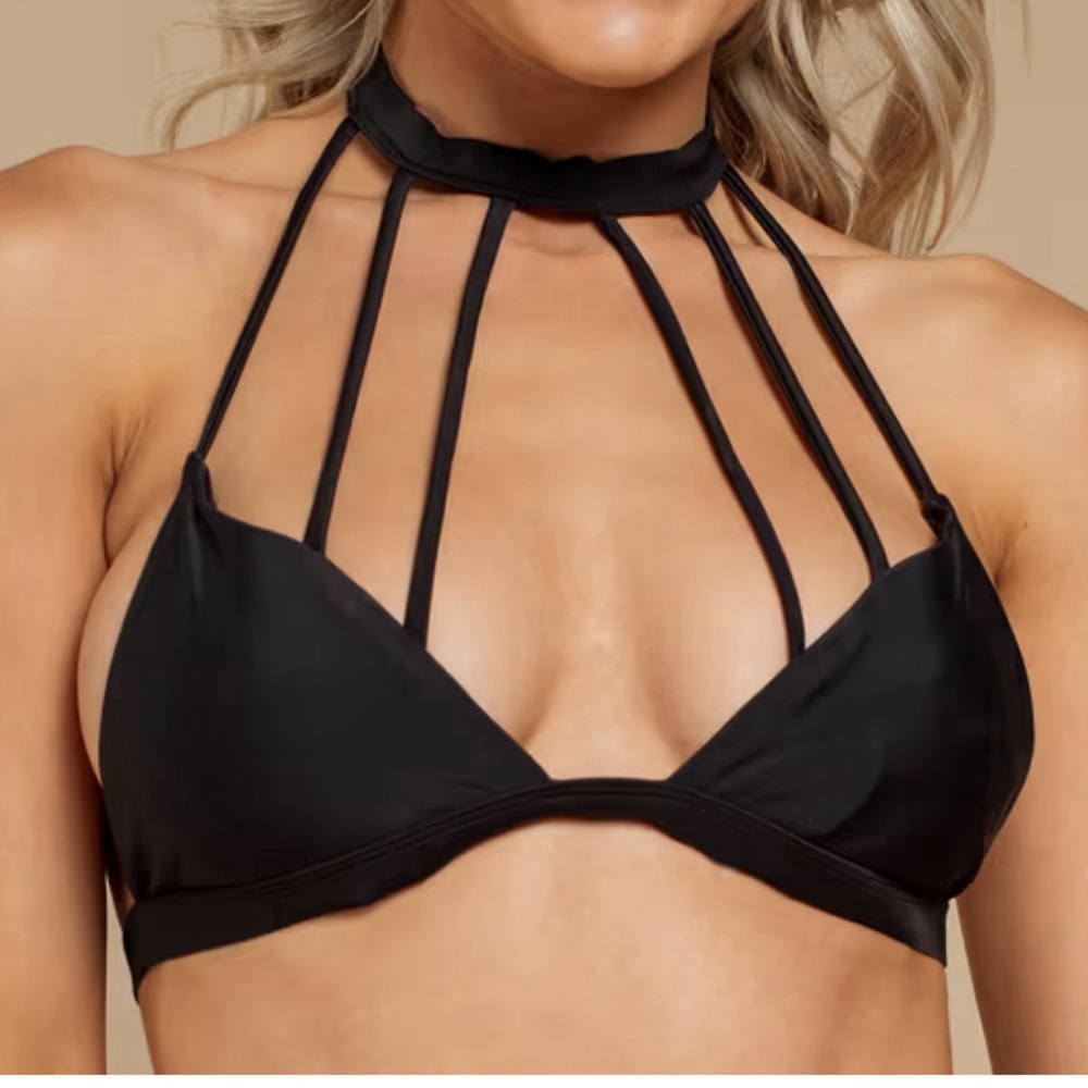 NWT Tobi Choker Neck Bikini Top in Black